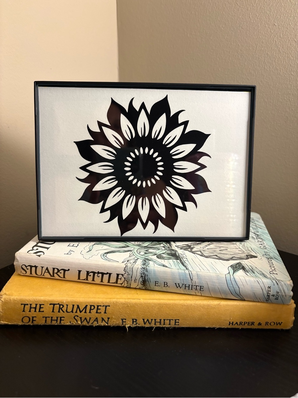 Black Sunflower Wall Art Framed Print